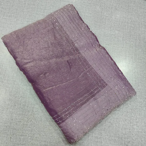 Premium Space Silk Plain Saree with Heavy Stone Work | SR92